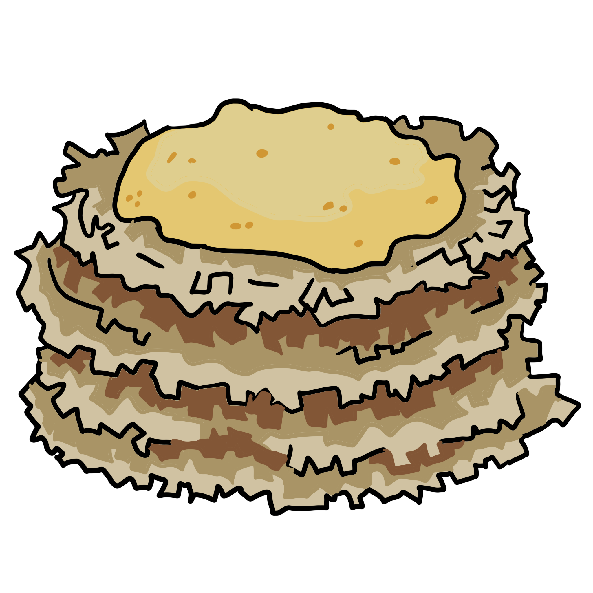  a stack of four latkes with a dollop of yellow applesauce on top.